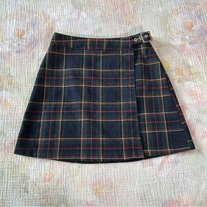 J. Galt navy, red & green plaid mini wrap skirt
